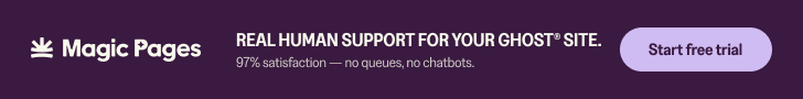 Magic Pages 728×90 banner — Support, Plum
